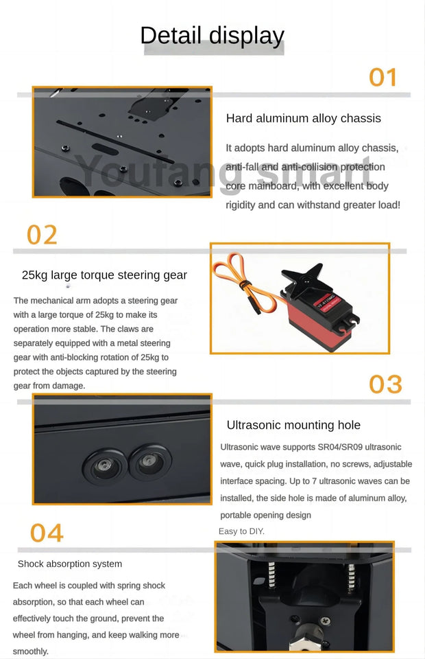 4 Dof Robotic Arm with 4WD Car Omni Wheel Obstacle Avoidance Motor Servo RC Car for Arduino Robot DIY Kit Ps2 Programmable Robot
