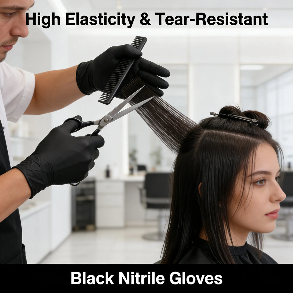 100pcs Disposable Black Nitrile Gloves Powder-Free Latex-Free Tear Resistant for Food Handling Kitchen Cooking Cleaning