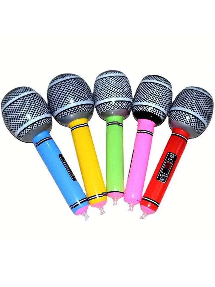 4pcs Inflatable Microphones 35cm/13.77 inch Random Color Microphone Toys Music Party Decoration Props Inflatable Instrument