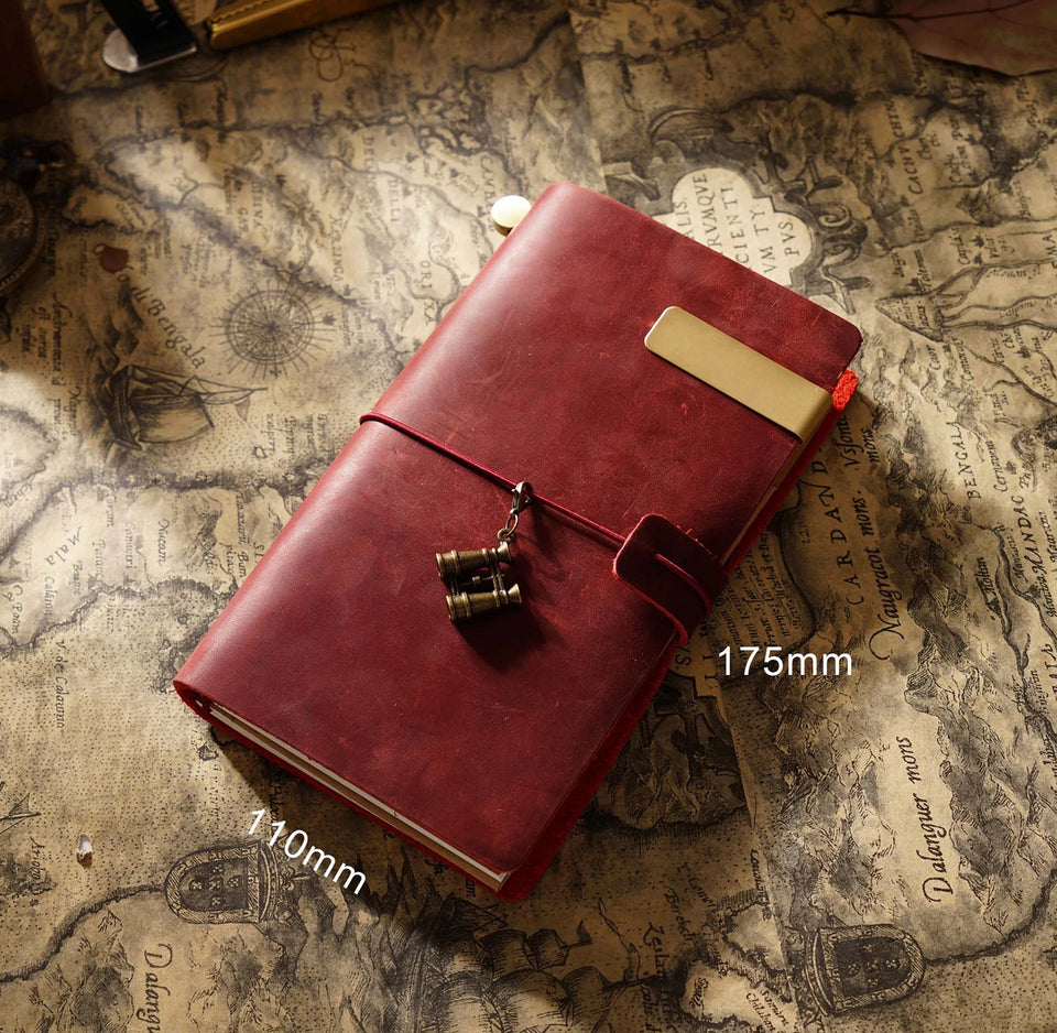 Refillable Leather Travel Notebooks Diary, Retro Handmade Leather Portable Travel Journals Sketchbook for School Office Supplies