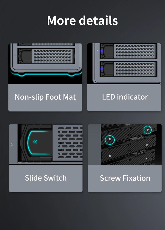 【Free Local Warehouse!】Yottamaster 150W External Hard Drive Enclosure 2.5"3.5" SATA HDD SSD Enclosure RAID Hard Drive Storage