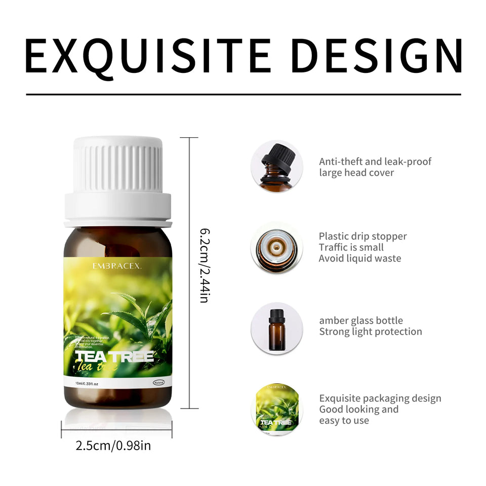 Tea Tree Oil For Skin,Hair,Aromatherapy,Diy Candle, Natural Tea Tree Essential Oils 10ml Gift For Travel, Camping, Hiking