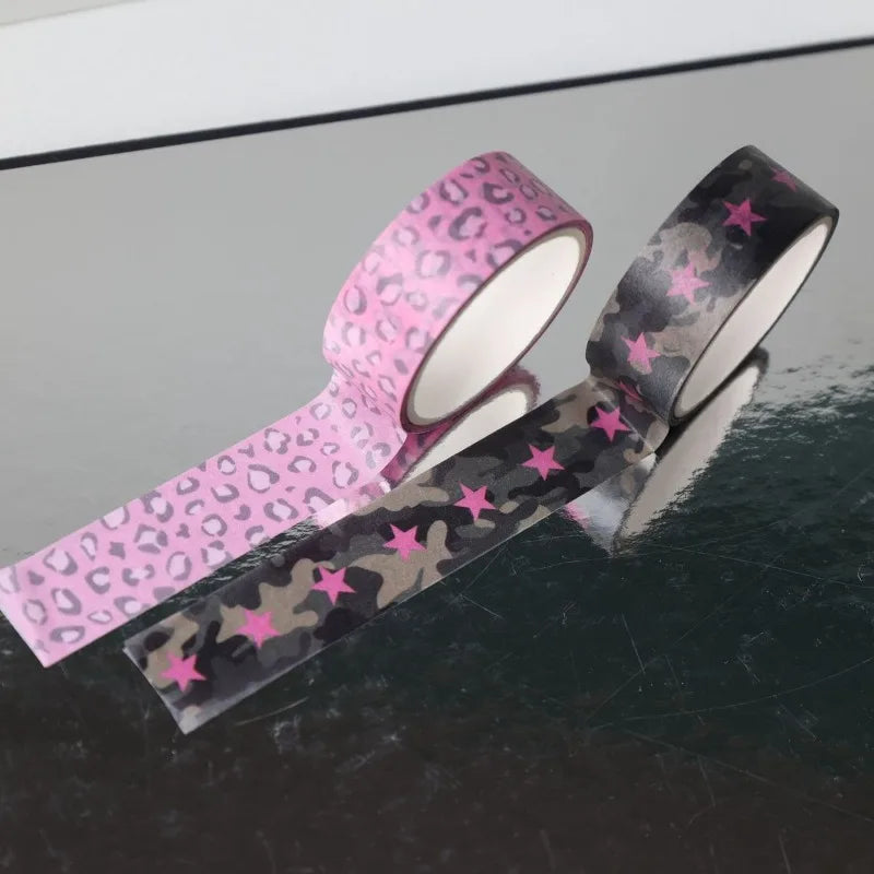 1.5cm x 3m Korean Sweet Cool Washi Tape Star Glasses Leopard Print Polka Dot DIY Journal Collage Decorative Tape Roll