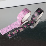 1.5cm x 3m Korean Sweet Cool Washi Tape Star Glasses Leopard Print Polka Dot DIY Journal Collage Decorative Tape Roll