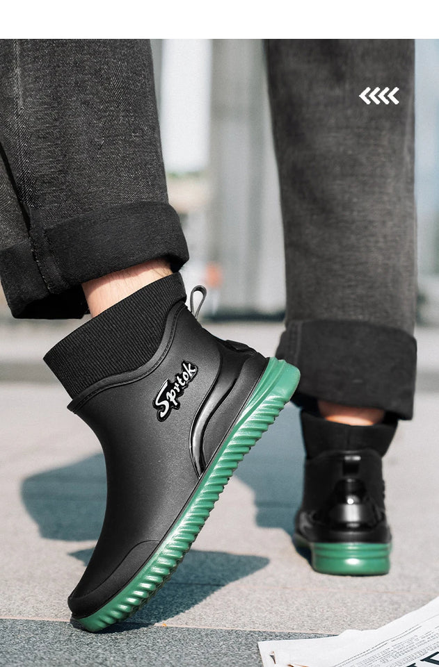 Couples Short Rain Shoes Fashion Light Waterproof Shoes Non-Slip Sports Korean Rain Boots