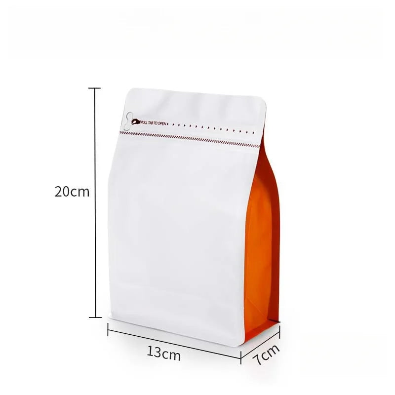 StoBag 50pcs 250g Coffee Beans Packaging Bag with Valve Aluminum Foil Heat Sealing for Powder Tea Nuts Storage Reusable Pouch