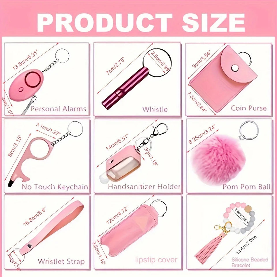 Self Defense Security KeychainSafety Keychain Full Set Set with Personal Alarm Protective Keychain Accessories for Women Girls