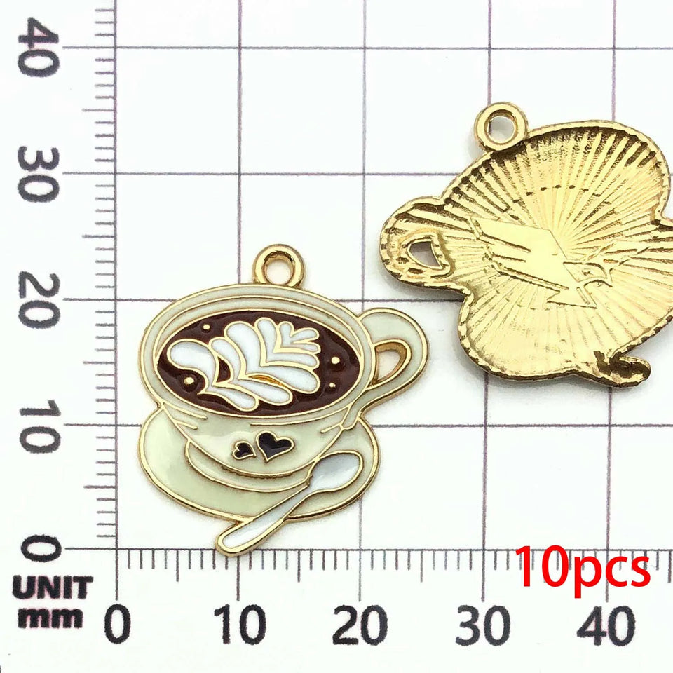 10/20pcs Coffee Charms Alloy Coffee Cup, Coffee Bean Design Pendants for DIY Bracelet Necklace Jewelry Making Accessories