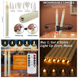 LED Flameless Taper Candles 6.5/11" Battery Operated Fake Flickering Candlesticks Electric Long Candles for Wedding Home Decor