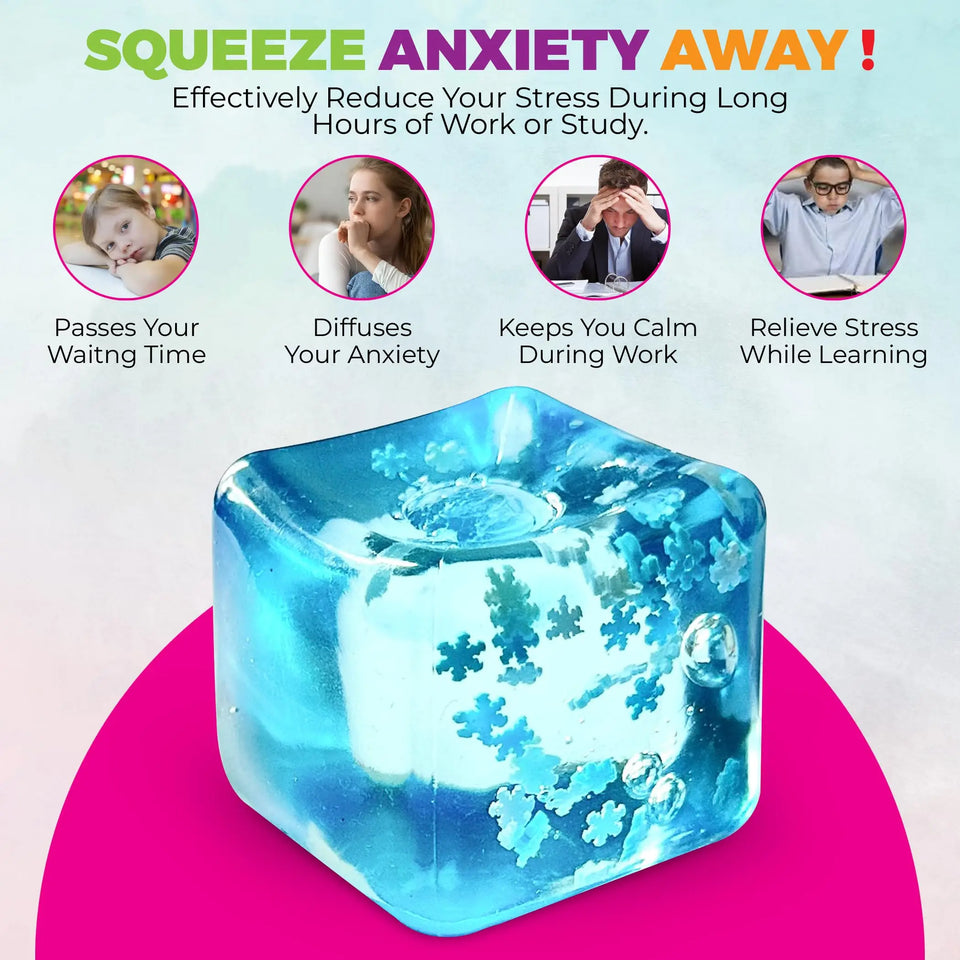 Soft Sensory Toy Fidget Stress Ball Nice Ice Cube Squishy, Stress Relief Toy for Anxiety Kids Adults Decompression Anti-stress