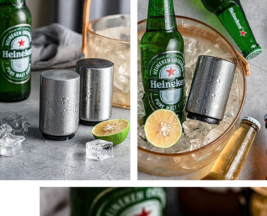 Automatic Beer Bottle Opener Stainless Steel Beer Opener Portable Push Down Wine Beer Cap Opener Kitchen Gadgets Party Gift