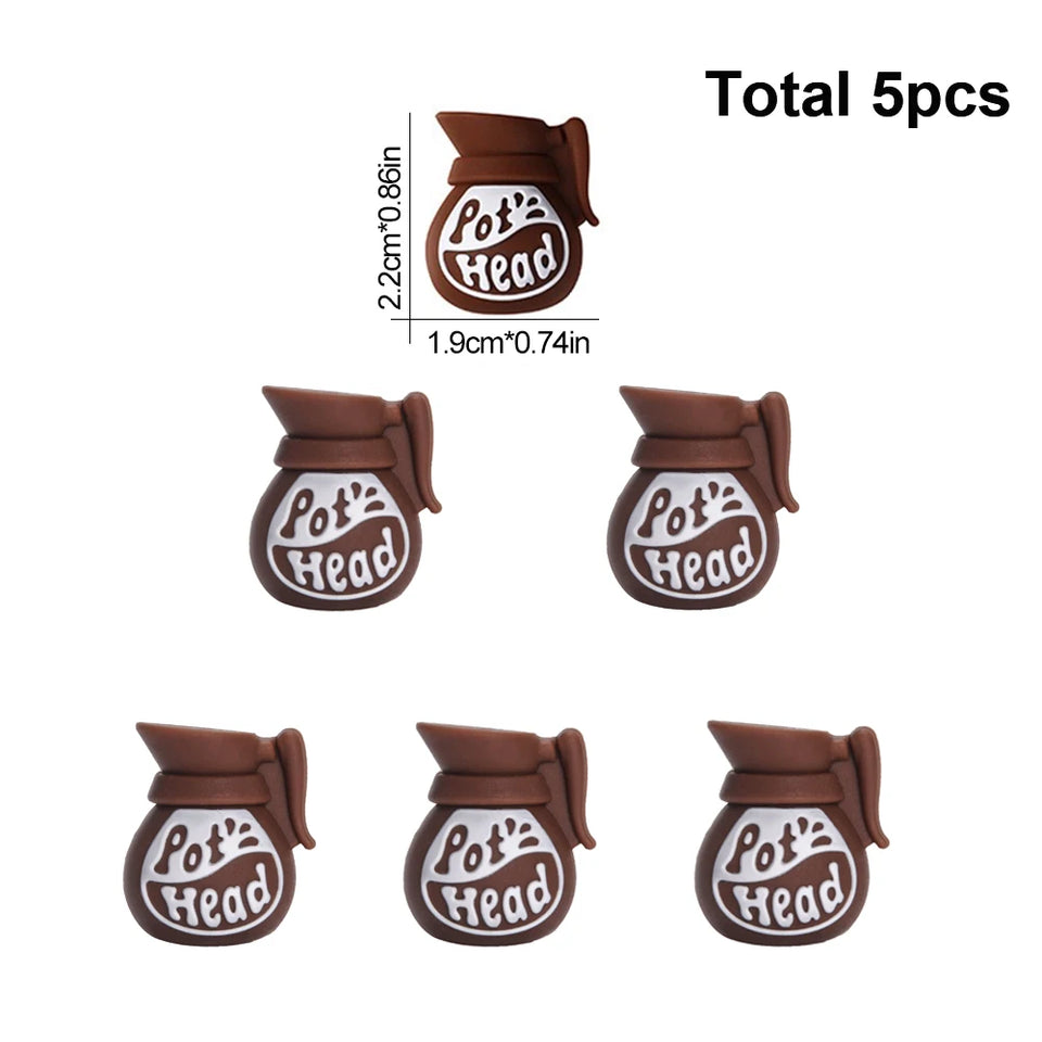LOFCA 5pcs 3D Coffee Set Silicone Focal Beads For DIY Keychains Phone Charms Jewelry Crafting Jewelry accessories