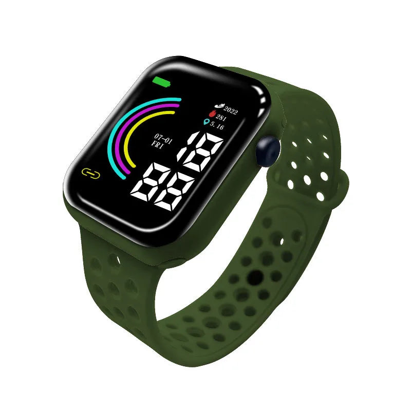 Children's electronic watch, student rainbow digital display LED electronic watch