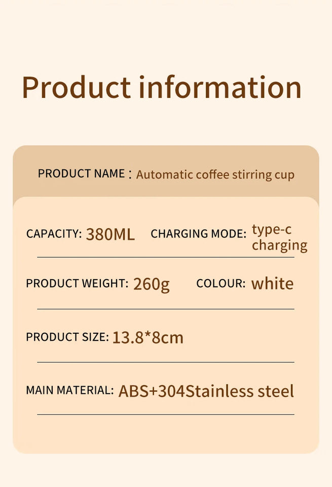 380ML Mini Electric Coffee Self Mixing Mug IP67 Waterproof Food Safe Coffee Mug USB Rechargeable Automatic Magnetic Cup For Tea