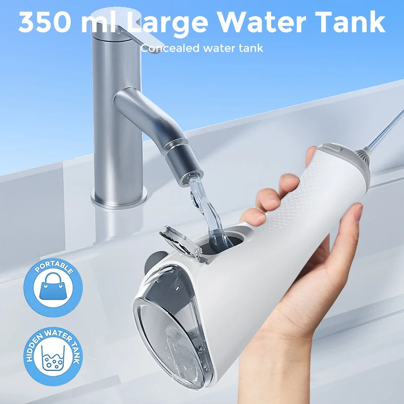 Sejoy Electric Oral Irrigator Water Dental Flosser Pick for Teeth Cordless 350ML Water Tank,6 Cleaning Modes, IPX7 for Home