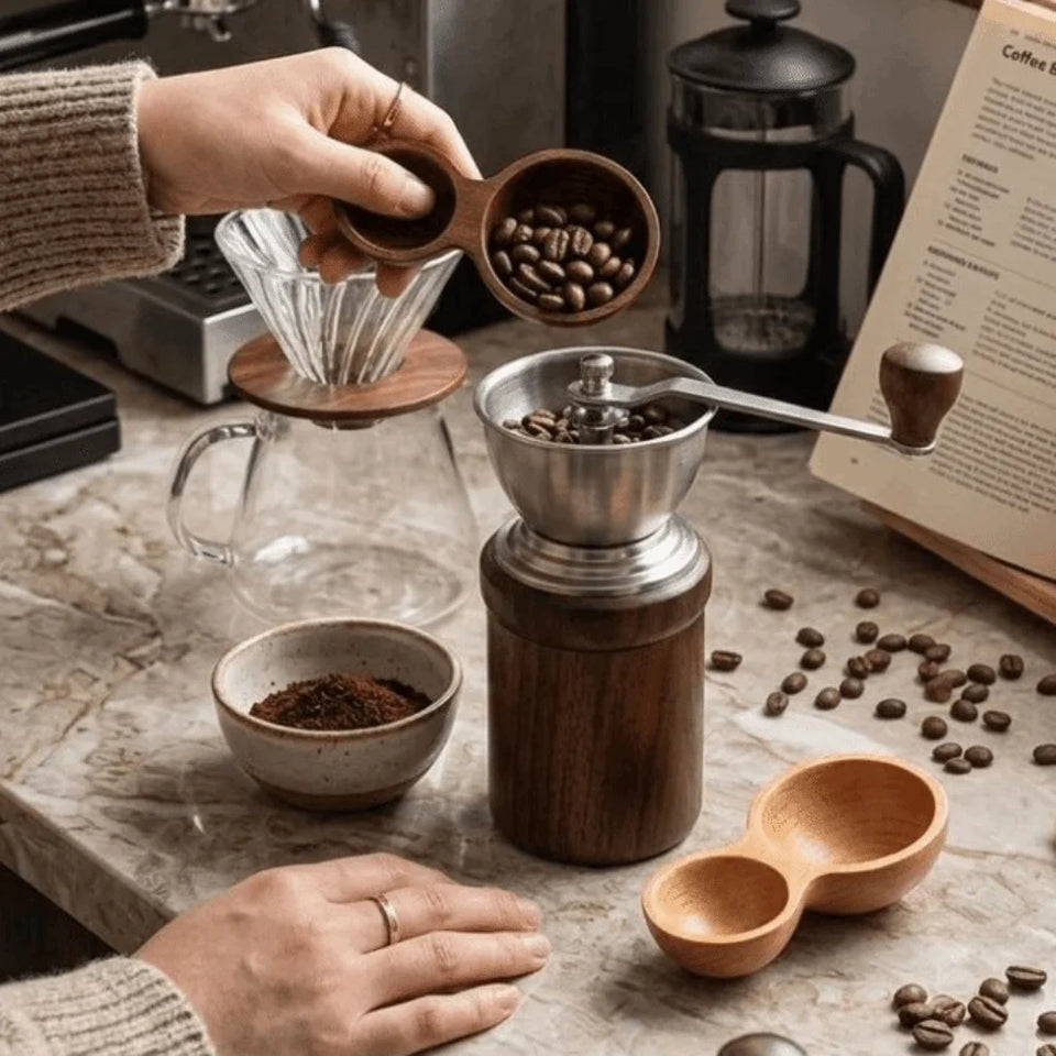 Dual-Headed Wooden Coffee Spoon Short Handle Serving Cutlery Measuring Spoon Wear-resistant Rust-proof Coffee Bean Spoon