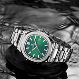 OGEDA 2024 new 40MM square men's quartz watch glass stainless steel waterproof 3Bar luminous C3 reloj hombre watches for men