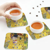 The Kiss By Gustav Klimt Coasters Kitchen Placemats Non-slip Insulation Cup Coffee Mats For Decor Home Tableware Pads Set of 4