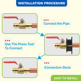 KING SMART 3/4" Press Full Port 1/4 Turn Press Ball Valve; for Hot and Cold Water System; 5 Pcs/Case; Lead Free Brass; 80245