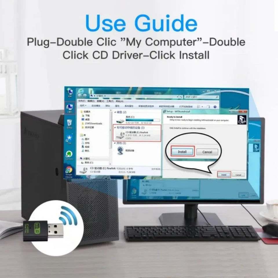 600Mbps USB WiFi Bluetooth Adapter 2 in 1 Dongle Dual Band 2.4G&5GHz USB WiFi 5 Network Wireless Bluetooth Adapter WiFi Receiver
