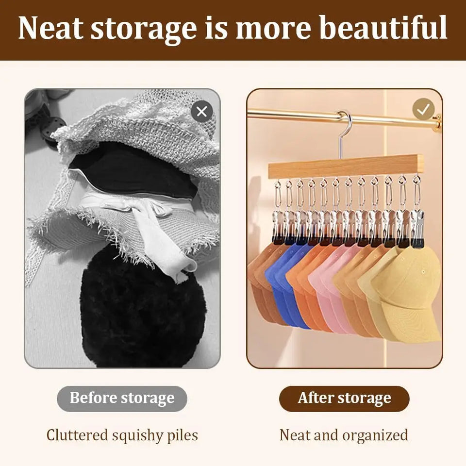 Closet Organizer with 10 Clips Hat Storage Rack Space Saving Hanging Clothes Organizer for Jeans Skirts Socks Pant Hangers