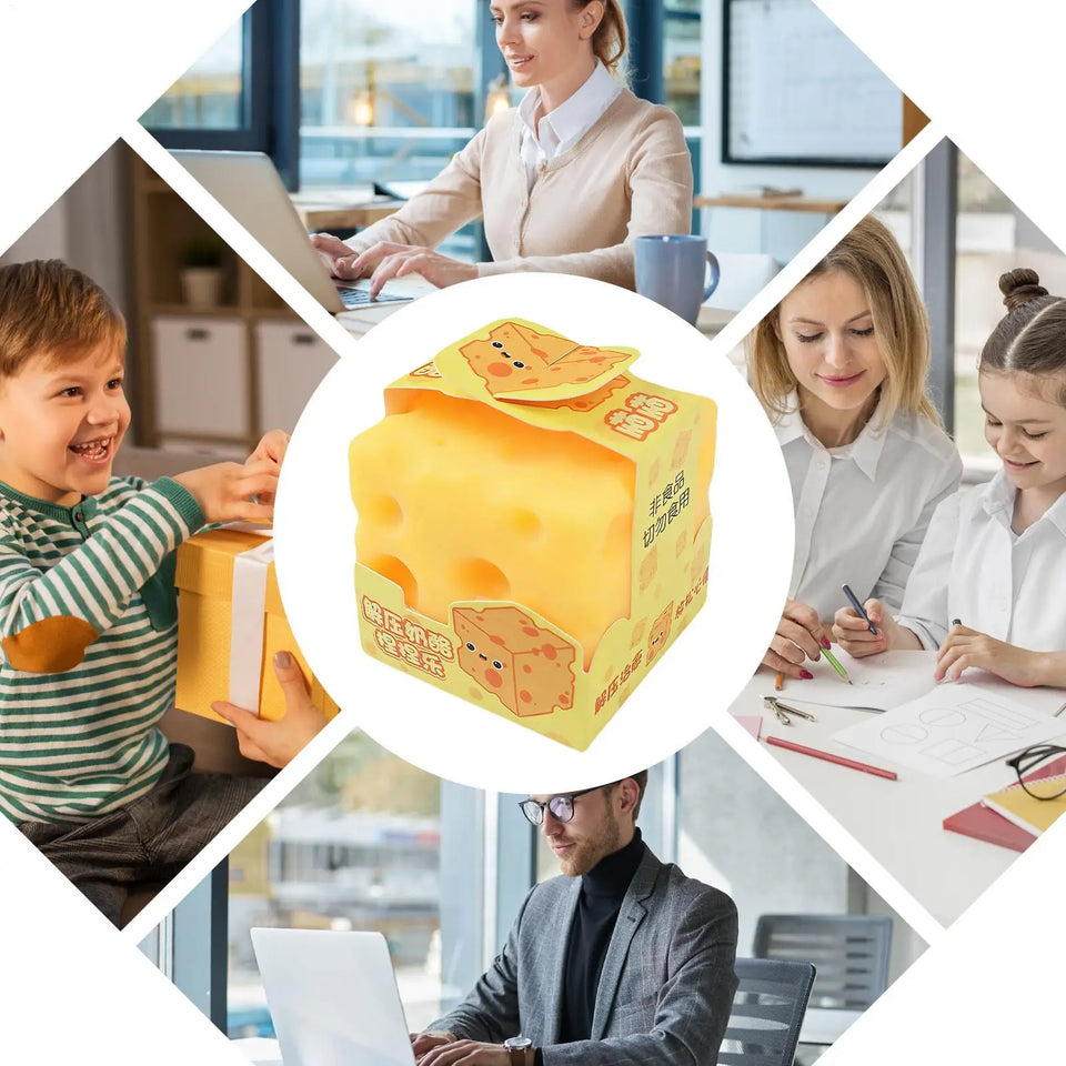 Cheese Fidget Toy Stress Relief Fidget Simulation Squeeze Decompress Toy for Kids Teens Adults Study Work Home School Office