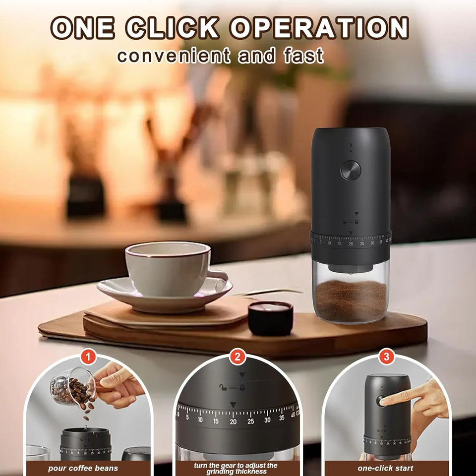 Electric Coffee Bean Grinder Rechargeable 40 Gears External Adjustable Household Portable Hand-Pour Electric Mini Coffee Grinder