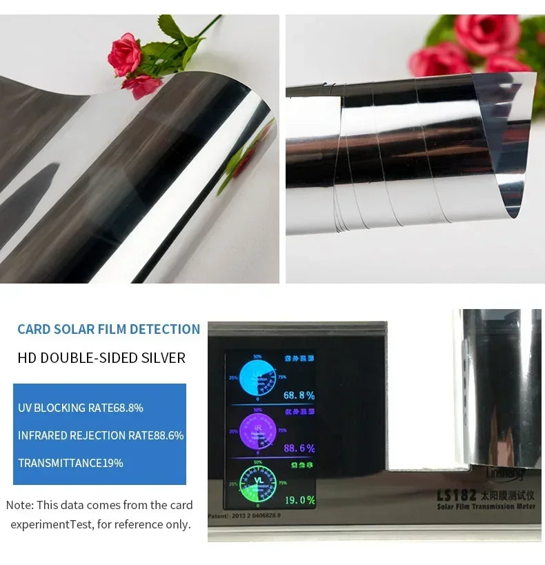One Way Mirror Insulation Window Film PET Self-adhesive Reflective Solar Film Privacy Window Tint for Home Silver Glass Sticker
