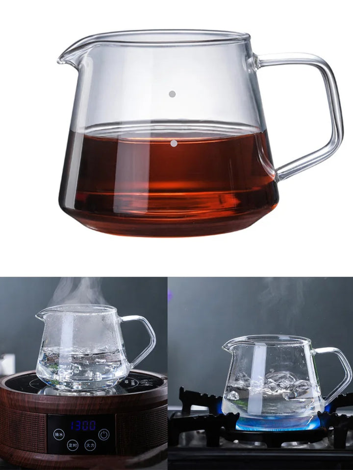 300ml/400ml/500ml/650 Coffee Pot High Temperature Resistant Glass Sharp-mouthed Hand Punch Sharing Pot Household Drip Coffee Pot