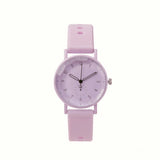 Fashion Women's Pink Minimalist Watch Silicone Strap Quartz Wristwatch Elegant Ladies Watches