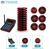 RETEKESS T119 Wireless Restaurant Paging System Coaster Vibrater Buzzer Receiver 2-Way Charge for Cafe Food Trucks