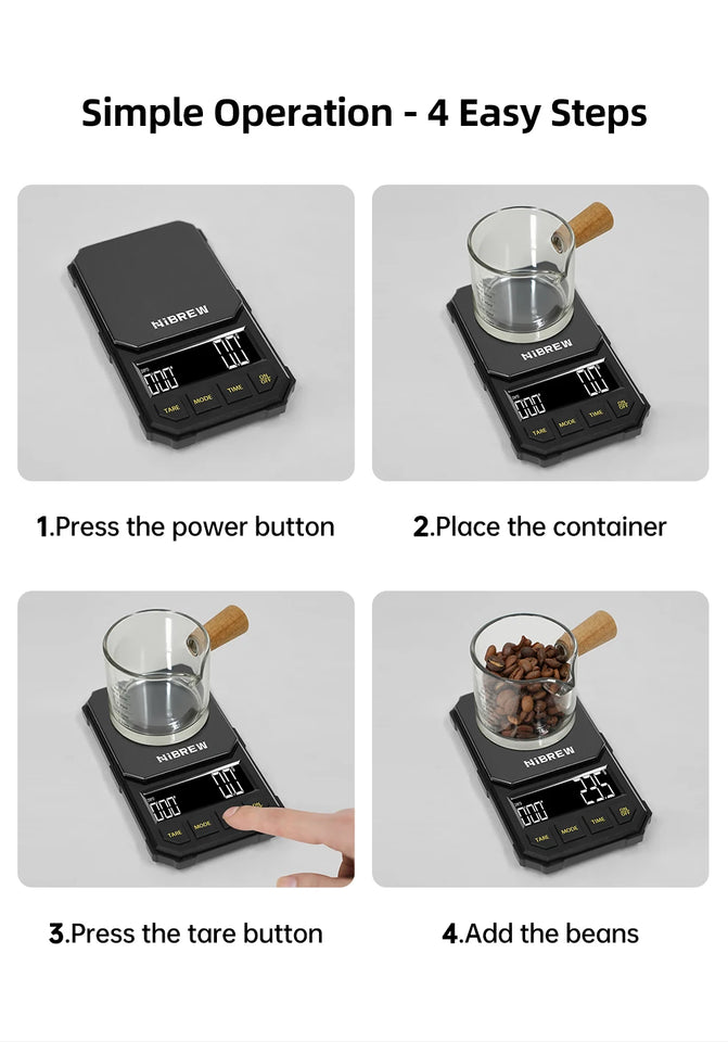 HiBREW 3000g/0.1g Digital Coffee Bean Electronic Scale with Auto Timer LED Screen High Precision Pour Over Coffee Easy to Carry