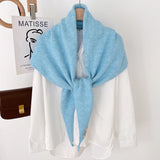 Korean Knitted Wool Triangle Scarf Solid Knitted Shawl Autumn Winter Scarf Women Neck Protection Neckerchief Triangle Scarf