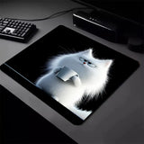 Kawaii Coffee Cat Mouse Pad Black Square Gaming Accessory Rubber Deskmats HD Non-Slip Computer Keyboard Mat New Laptop Mousepad