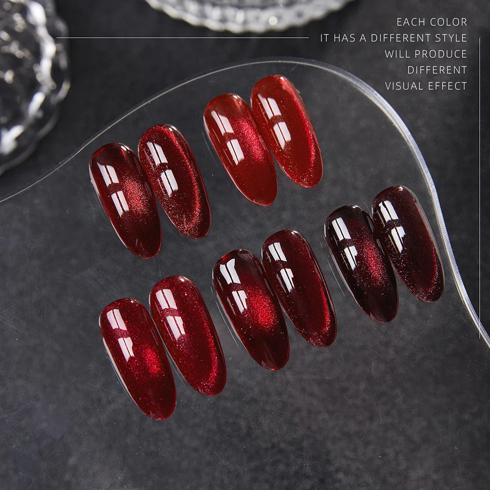 Vendeeni 5 Colors/Set Crystal Cat Eye Gel Nail Polish Semi Permanent Sparkling Magnetic UV LED Soak Off Gel Varnish With Display