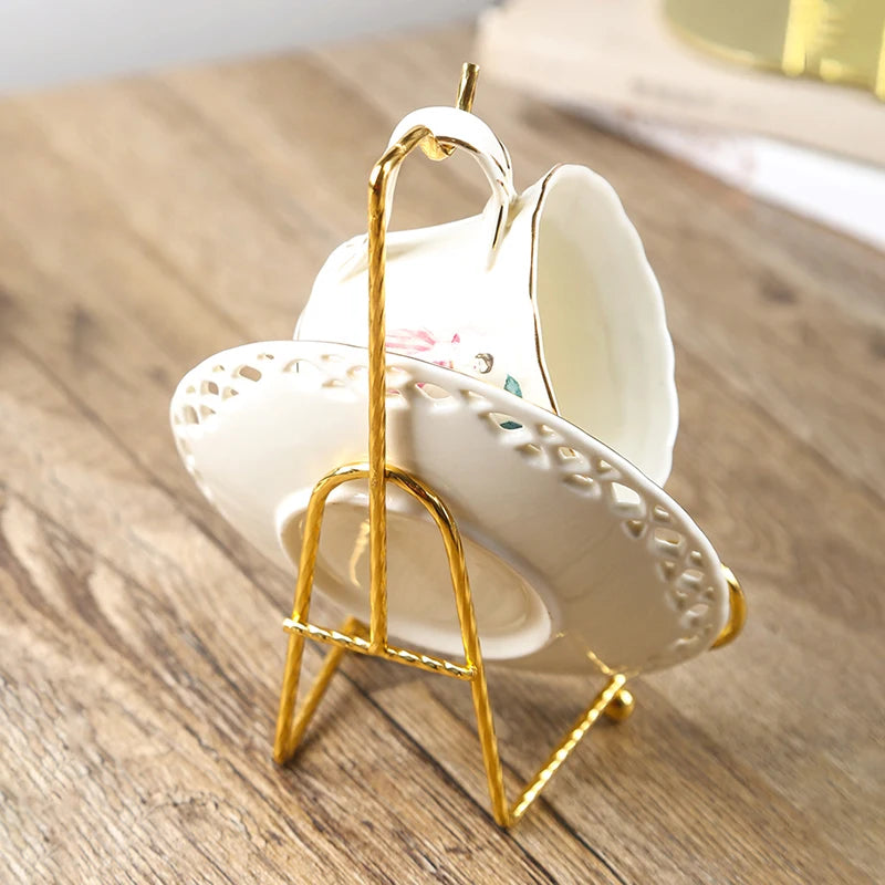 Storage Rack Luxury Tea Cup And Saucer Display Rack Metal Coffee Tea Cup Sets Coffee Storage Box Simple Suitable For Tray Tea