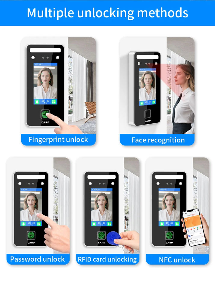 AI-Powered Biometric Fingerprint and Face Recognition 4.3in Turnstile Card Reader for Time Attendance and Access Control