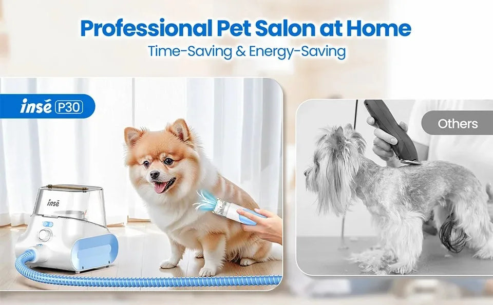 INSE P30 Dog Grooming Vacuum Ultra-Low Noise Pet Grooming Kits with 4.5L Large Capacity Dust Box Pet Clipper for Pet Hair Clean