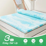 JHK 2-4 Inch Memory Foam Soft Mattress Topper Thick Gel Cooling Mattress Soft and Breathable Bed Topper Bedroom Furniture