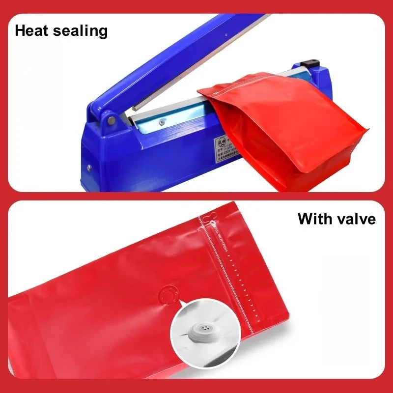 StoBag 50pcs 250g Coffee Beans Packaging Bag with Valve Aluminum Foil Heat Sealing for Powder Tea Nuts Storage Reusable Pouch