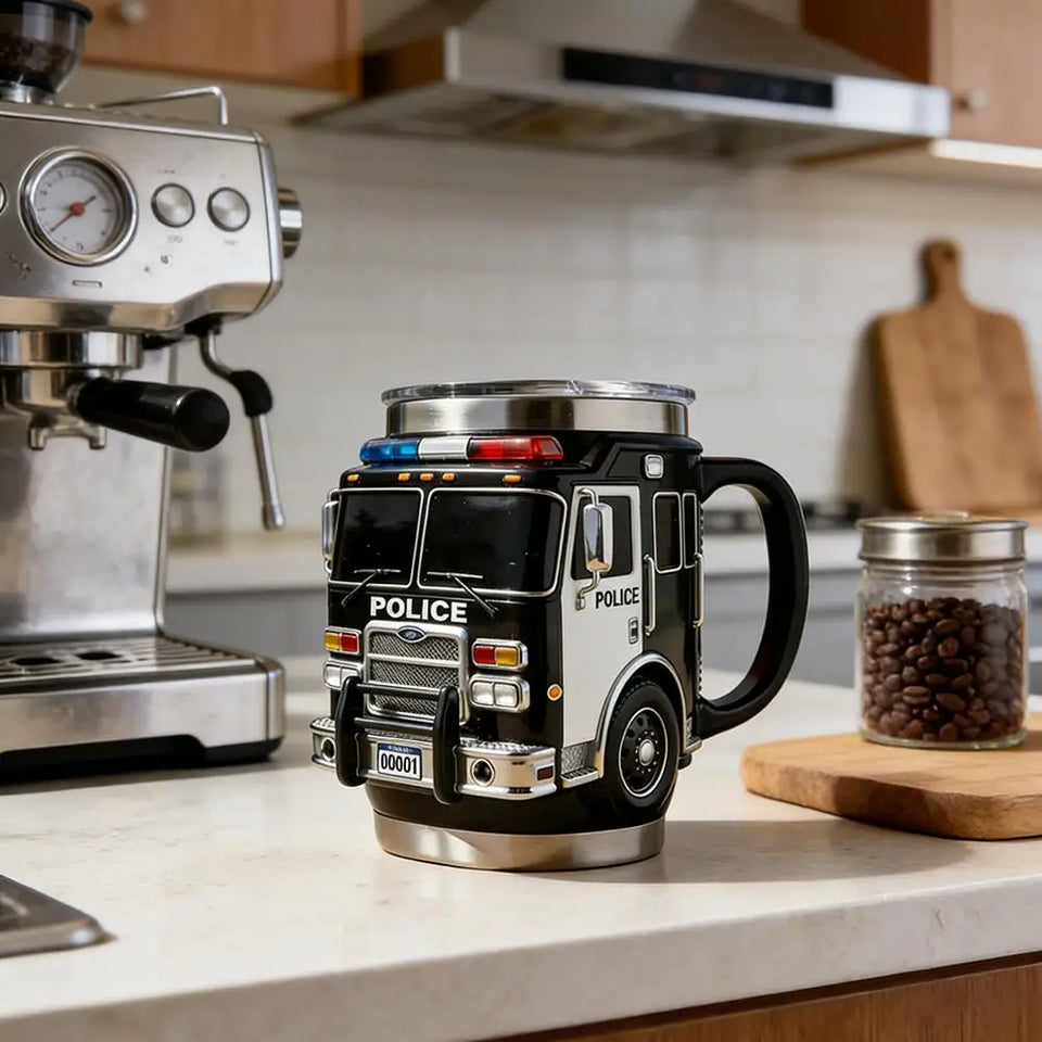 Fire Truck Model Stainless Steel Coffee Mug Rare Car Style Beer Milk Water Cup Home Party Table Decoration New Year Gifts