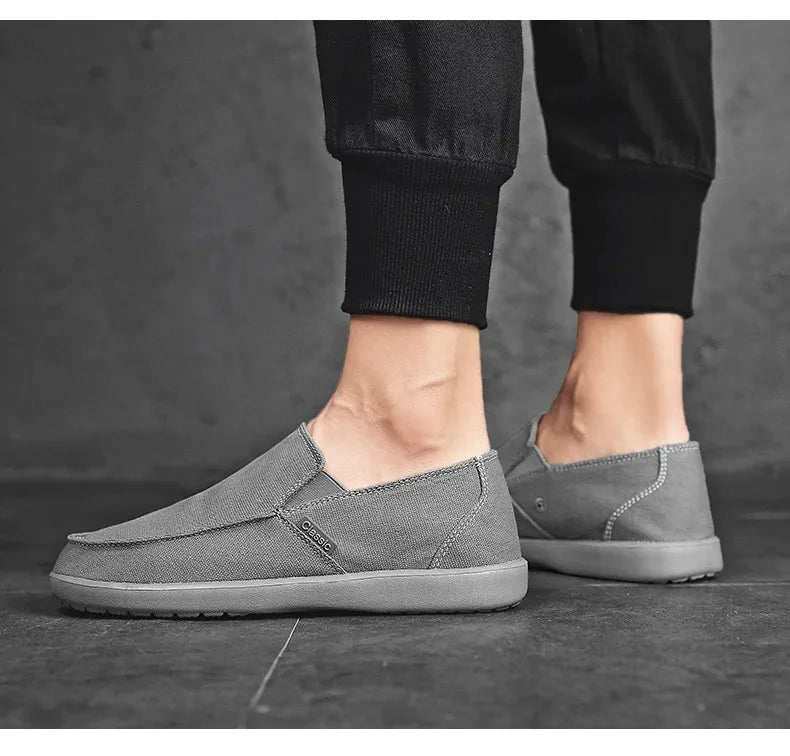 Fashion Men's Sneakers Canvas Breathable Men's Walking Driving Shoes Comfortable Outdoor Men Flats Casual Shoes Tenis Masculino