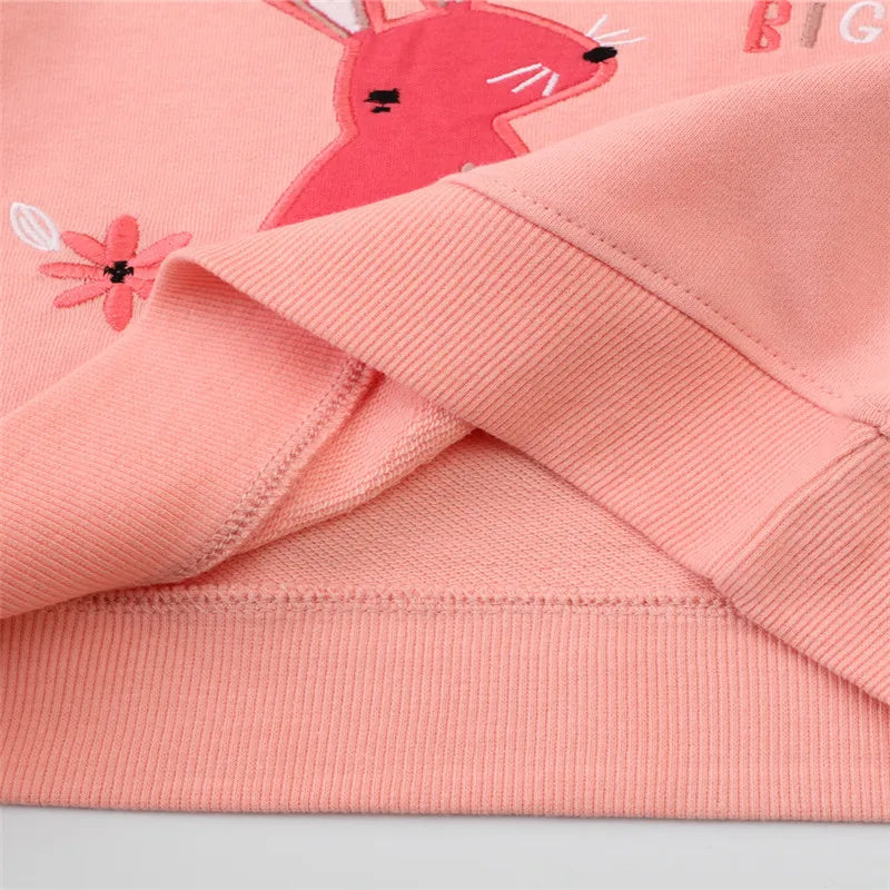 Jumping Meters 2-7T New Arrivals Girls Sweatshirts Bunny Applique Toddler Clothing Hooded Tops Autumn Spring Baby Costume