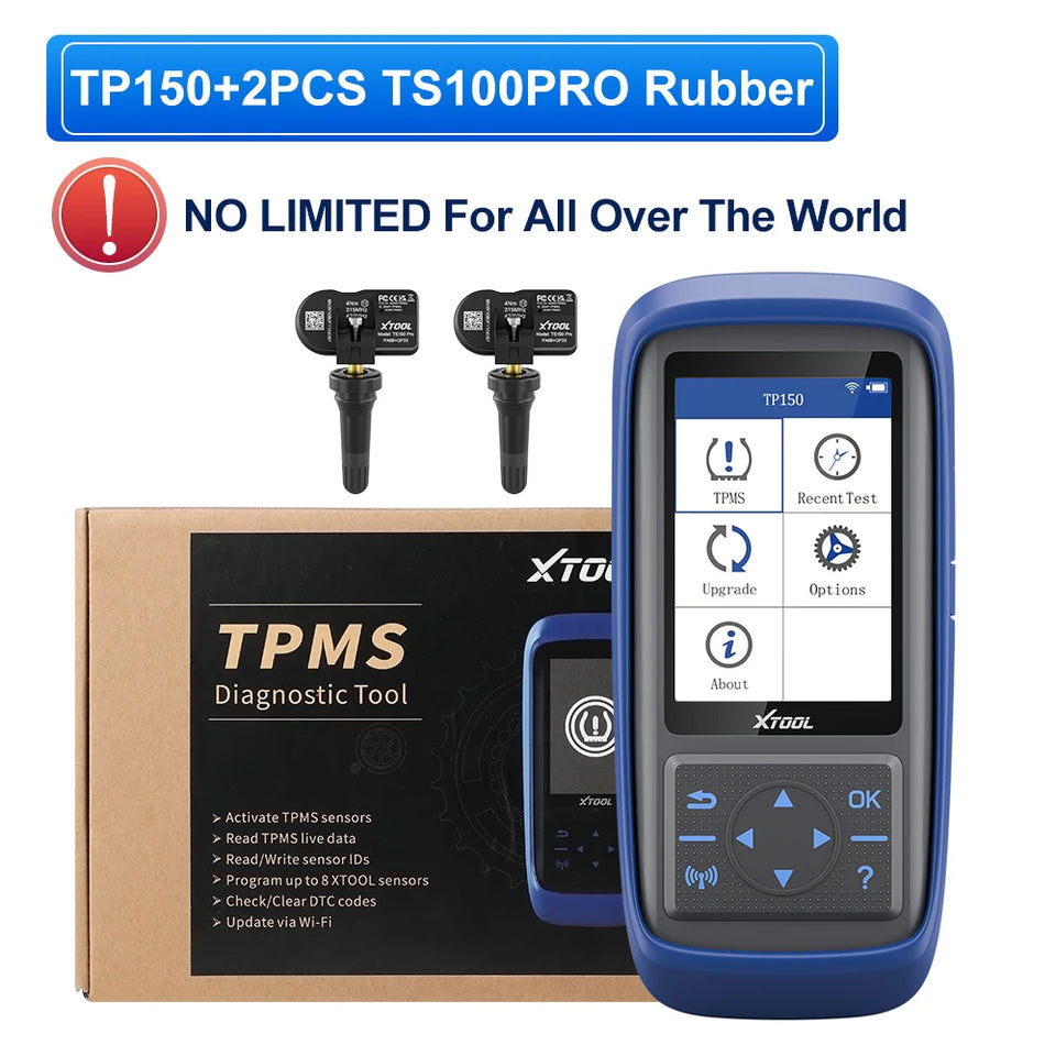 XTOOL TP150 WiFi TPMS Diagnostic Tool Program TS100 Sensor Read/Clear DTCs OBD2 TPMS Activate & Relearn All Sensors Free Update