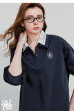 TOYOUTH Women Sweatshirt 2025 Autumn New Green Velvet Embroidery Contrasting Color Splicing Double Layer Collar Pullover Hoodies