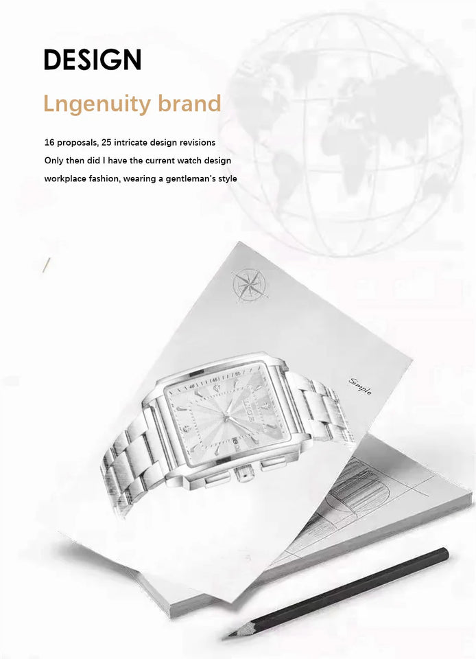 LIGE Fashion Business Watch Men Square Sport Waterproof Watches For Men Top Brand Luxury Military Quartz Chronograph Wristwatch