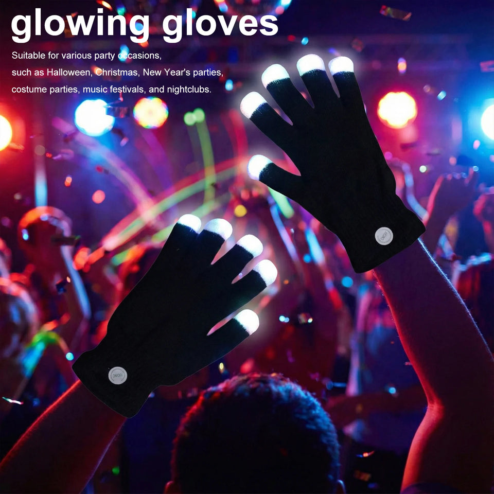 LED Gloves Finger Light Up Glow Rave Gloves Gifts for Adult Teens (Style A)