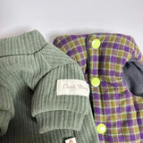 Winter Green Plaid Suit for Cats Thick Fleece Vest Warm Long Sleeves Undercoat for Hairless Cat Spring Sweatshirt for Sphynx