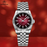 ADDIESDIVE AD2073 Men's Business Watch Sapphire Glass Stainless Steel Quartz Wristwatches Gradient Red Dial Watches Reloj Hombre