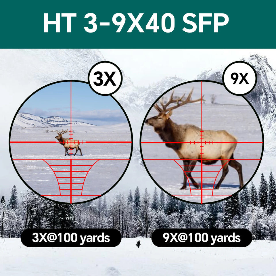 Aquilifer 3-9x40 Hunting Scope SFP ED Glass Red Green Illuminated Free Scope Rings for Hunting
